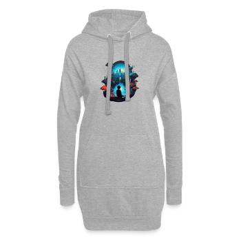Rêve urbain : un paysage urbain onirique - Sweat-shirt à capuche long Femme - gris chiné - Devant