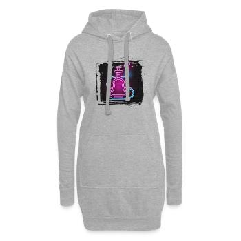 été plage plage rétro mer néon lumière eng - Sweat-shirt à capuche long Femme - gris chiné - Devant