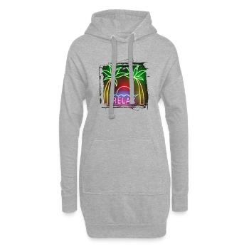 été plage plage rétro mer néon lumière eng - Sweat-shirt à capuche long Femme - gris chiné - Devant