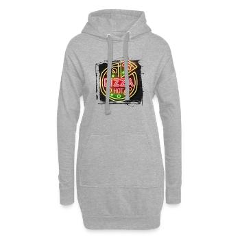 été plage plage rétro mer néon lumière eng - Sweat-shirt à capuche long Femme - gris chiné - Devant