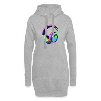 Casque Chant Écouter de la musique Chanteur Musicien Gamer - Sweat-shirt à capuche long Femme - gris chiné - Devant