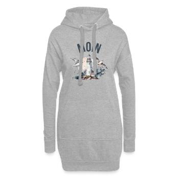Moin (avec phare et mouettes) - Sweat-shirt à capuche long Femme - gris chiné - Devant