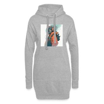 Stellar Odyssey: Anime-Astronautin in Vibrant - Hoodie-Kleid - Grau meliert - Vorne