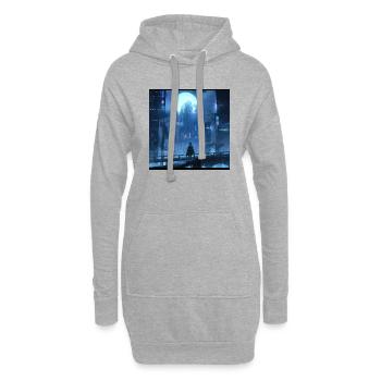 Shadowed Serenity: Anime-Silhouette eines Mädchens - Hoodie-Kleid - Grau meliert - Vorne