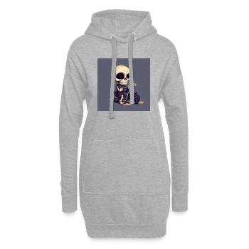 Bone to be Wild: Entzückender Schädel fährt Motorrad - Hoodie-Kleid - Grau meliert - Vorne