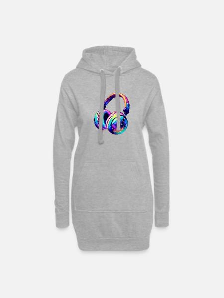 Kopfhörer Sänger Musik hören Gamer Gesang Musiker - Hoodie-Kleid - Grau meliert