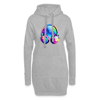 Casque Musicien Gamer Chanteur Écouter de la musique Chanter - Sweat-shirt à capuche long Femme - gris chiné - Devant