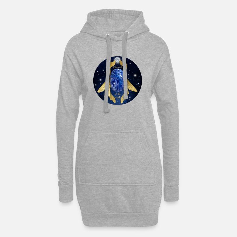 blauer Edelstein Skarabäus als Glücksbringer - Hoodie-Kleid - Grau meliert