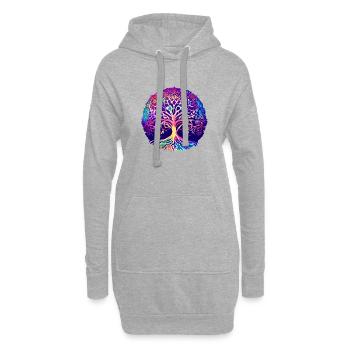 Meditation Baum des Lebens Yoga Lebensbaum - Hoodie-Kleid - Grau meliert - Vorne