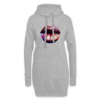 Lippen - Hoodie-Kleid - Grau meliert - Vorne