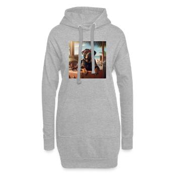 Rottweiler mit Sonnenbrille im Urlaub - Hoodie-Kleid - Grau meliert - Vorne