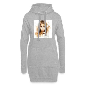 Watercolor Art Beautiful Woman - Hoodie Dress - heather grey - Front
