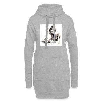 Serenity Brew: Fesselndes Aquarell einer Frau - Hoodie-Kleid - Grau meliert - Vorne