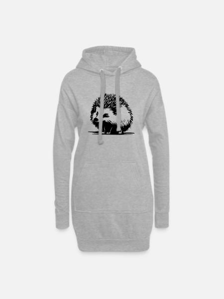 Hedgehog Forest Prickly Animal - Hoodie Dress - heather grey