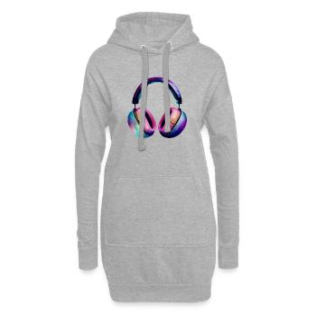 Casque Chant Chanteur Musicien Gamer Écouter de la musique - Sweat-shirt à capuche long Femme - gris chiné - Devant