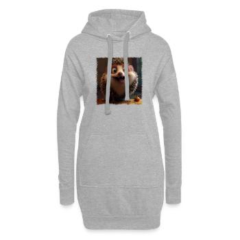Hérisson heureux - Sweat-shirt à capuche long Femme - gris chiné - Devant