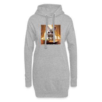 Chinchilla affamé jeune - Sweat-shirt à capuche long Femme - gris chiné - Devant