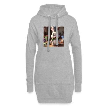 Lapin mignon - Sweat-shirt à capuche long Femme - gris chiné - Devant