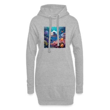 Dauphin heureux - Sweat-shirt à capuche long Femme - gris chiné - Devant