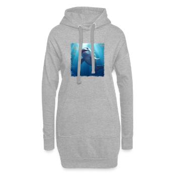 Dauphin heureux - Sweat-shirt à capuche long Femme - gris chiné - Devant