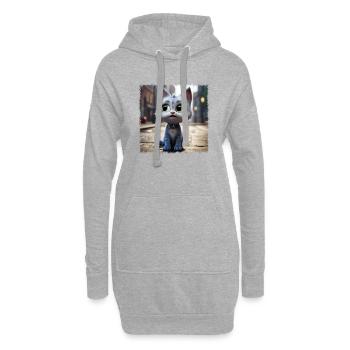 niedliche Katze - Hoodie-Kleid - Grau meliert - Vorne