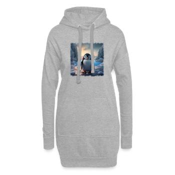 Süßer Pinguin - Hoodie-Kleid - Grau meliert - Vorne