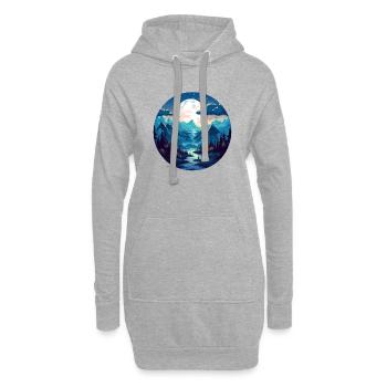 Forêt la nuit - Sweat-shirt à capuche long Femme - gris chiné - Devant