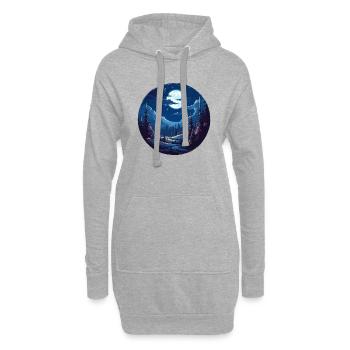 Wald Landschaft bei Nacht - Hoodie-Kleid - Grau meliert - Vorne