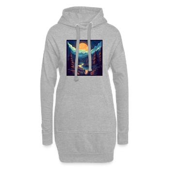 Wald Landschaft bei Nacht - Hoodie-Kleid - Grau meliert - Vorne