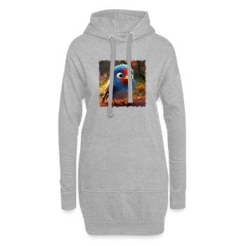 Kleiner süßer Vogel - Hoodie-Kleid - Grau meliert - Vorne