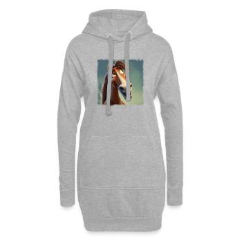 Cooles Pferd - Hoodie-Kleid - Grau meliert - Vorne