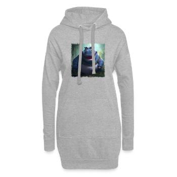 Cooles Hippo - Hoodie-Kleid - Grau meliert - Vorne