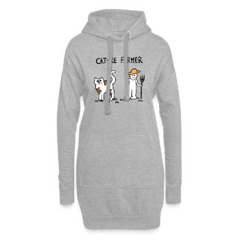 Rinder Katze Bauer - Hoodie-Kleid - Grau meliert - Vorne
