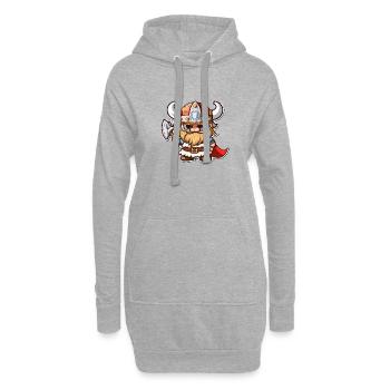 Björns Abenteuer: Cartoon-Wikinger Björn - Hoodie-Kleid - Grau meliert - Vorne