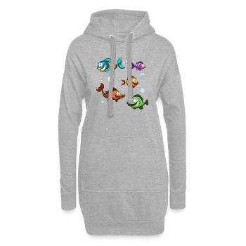 Fische - Hoodie-Kleid - Grau meliert - Vorne