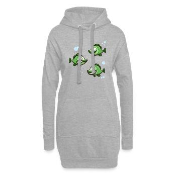 Drôle de poisson avec différentes expressions - Sweat-shirt à capuche long Femme - gris chiné - Devant