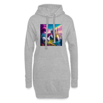 Licorne magique au pays des merveilles - Sweat-shirt à capuche long Femme - gris chiné - Devant