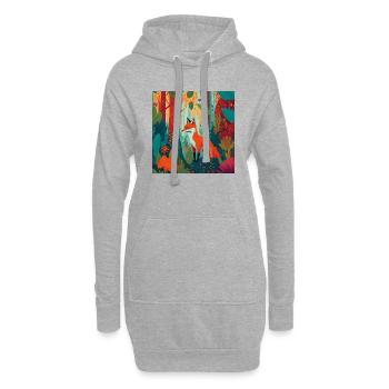 Fuchs im Wald - Hoodie-Kleid - Grau meliert - Vorne