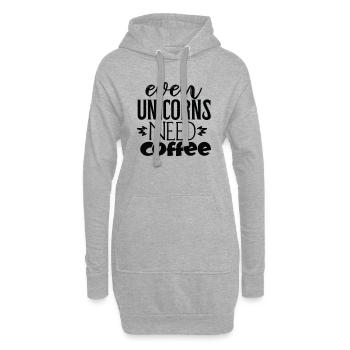 Even Unicorns Need Coffee - Hoodie-Kleid - Grau meliert - Vorne
