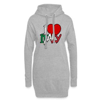 I Heart Italy: Teilen Sie Ihre Liebe zu Italien - Hoodie-Kleid - Grau meliert - Vorne