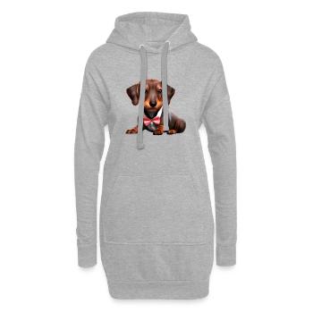 Dachshund Hunde mit Fliege Hund Dackelwelpe - Hoodie-Kleid - Grau meliert - Vorne