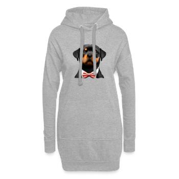 Rottweiler Chien avec nœud papillon Chien de costume de chiot - Sweat-shirt à capuche long Femme - gris chiné - Devant