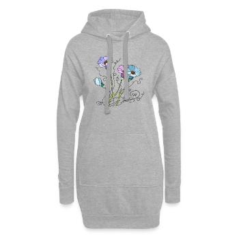 Fleur - Sweat-shirt à capuche long Femme - gris chiné - Devant