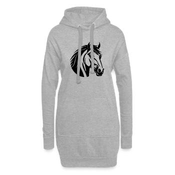 Poney tête de cheval - Sweat-shirt à capuche long Femme - gris chiné - Devant