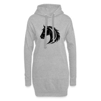 Poney tête de cheval - Sweat-shirt à capuche long Femme - gris chiné - Devant