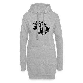 Poney tête de cheval - Sweat-shirt à capuche long Femme - gris chiné - Devant
