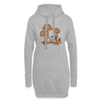 Pilze - Hoodie-Kleid - Grau meliert - Vorne