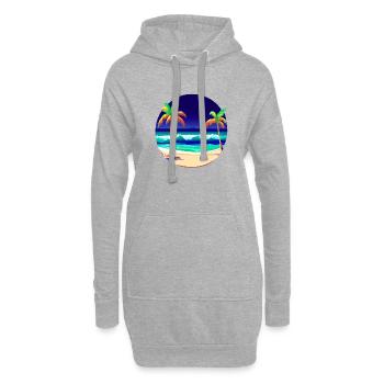 Palm Island Summer Holiday Palm Trees Sun Beach - Sweat-shirt à capuche long Femme - gris chiné - Devant