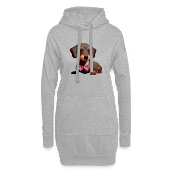 Chiens teckels avec nœud papillon Chien teckel Chiot - Sweat-shirt à capuche long Femme - gris chiné - Devant