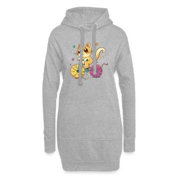Nettes Kätzchen - Hoodie-Kleid - Grau meliert - Vorne